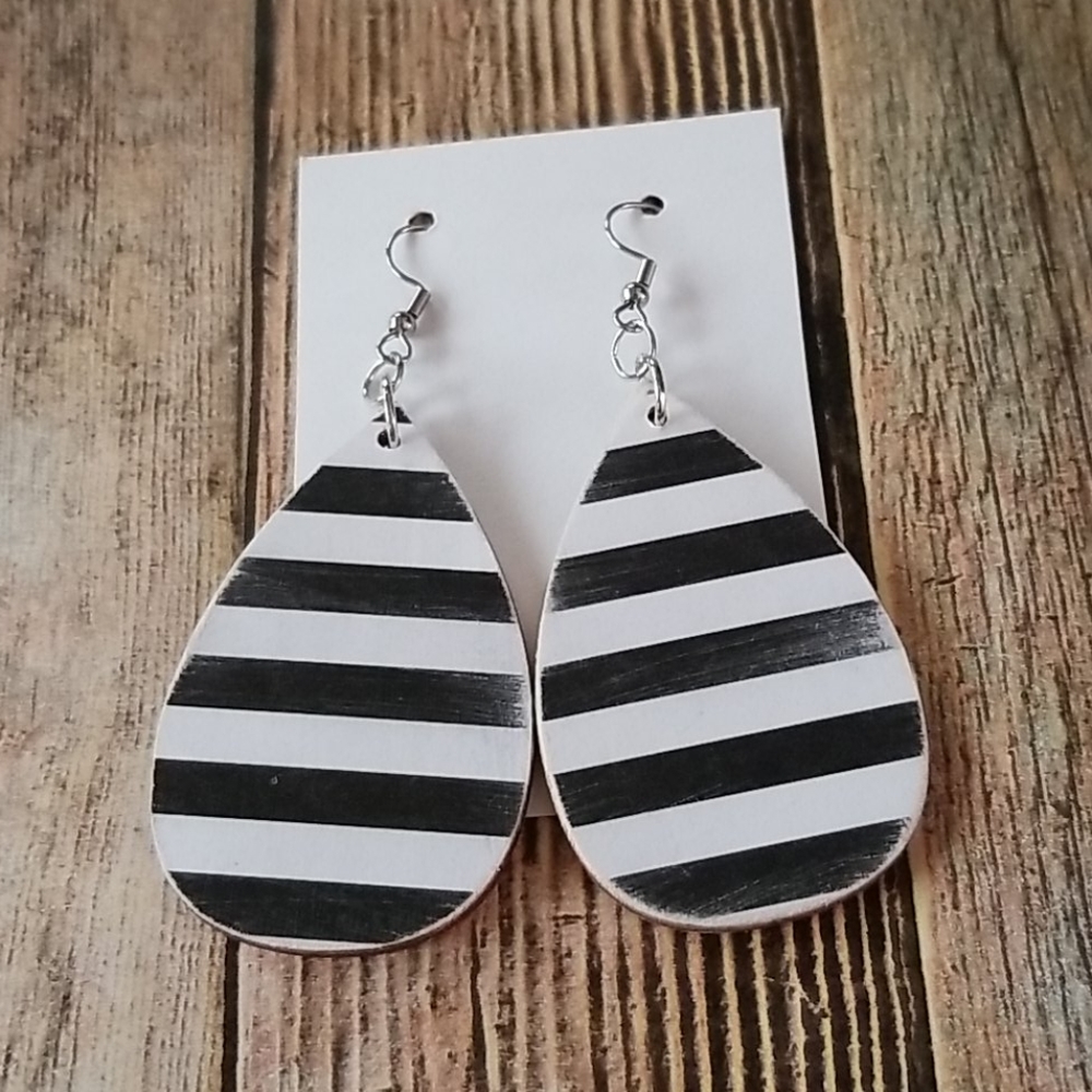 Newly Made Wooden Teardrop Earrings